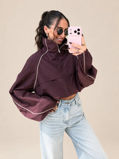 Windbreaker Jacke – Bordeaux – Vorderansicht | Lisa’s Boutique