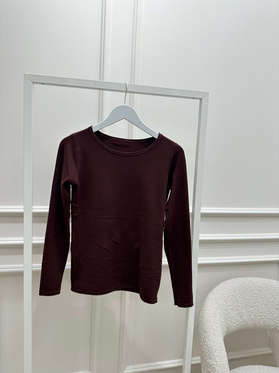 Basic Langarmshirt in Braun
