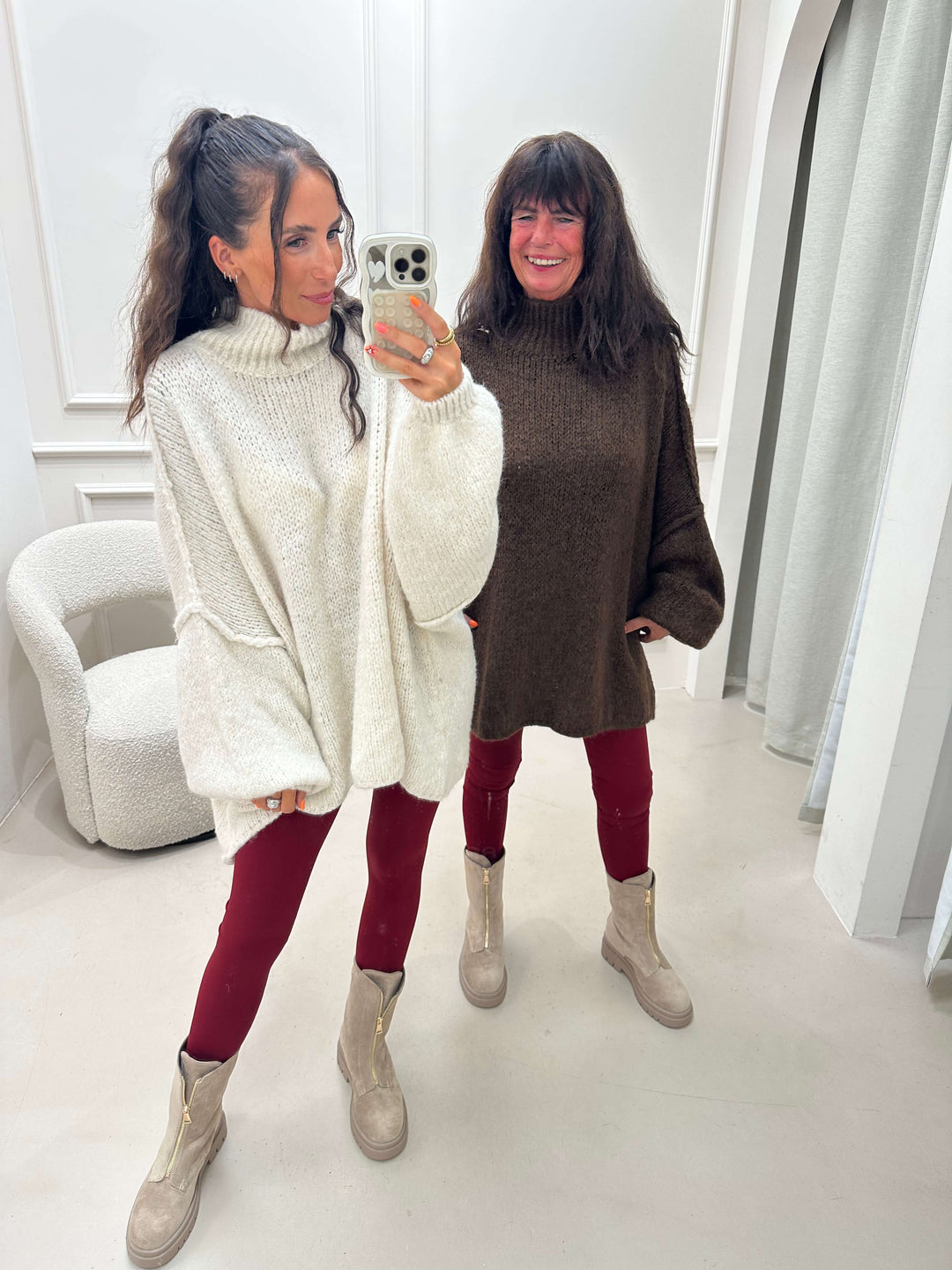 Fluffy oversized knitted sweater in cream