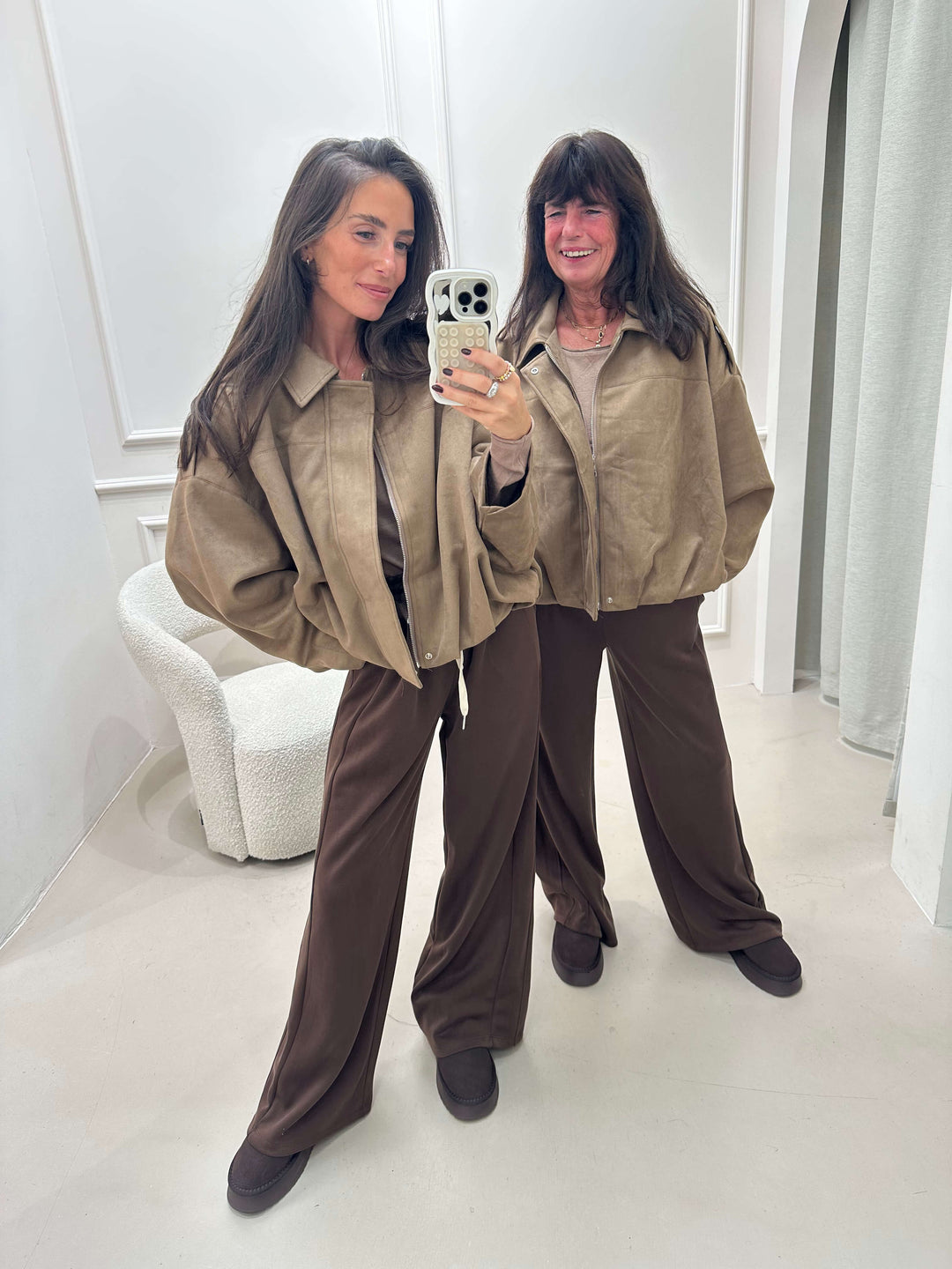 Oversize Jacke in Wildleder-Look Camel