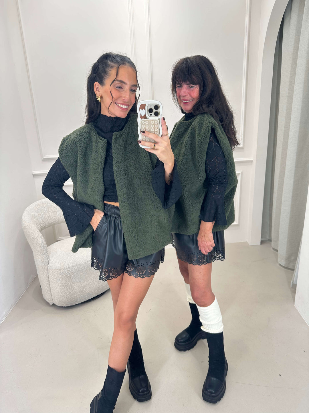 Teddyweste – Flauschige Weste Khaki