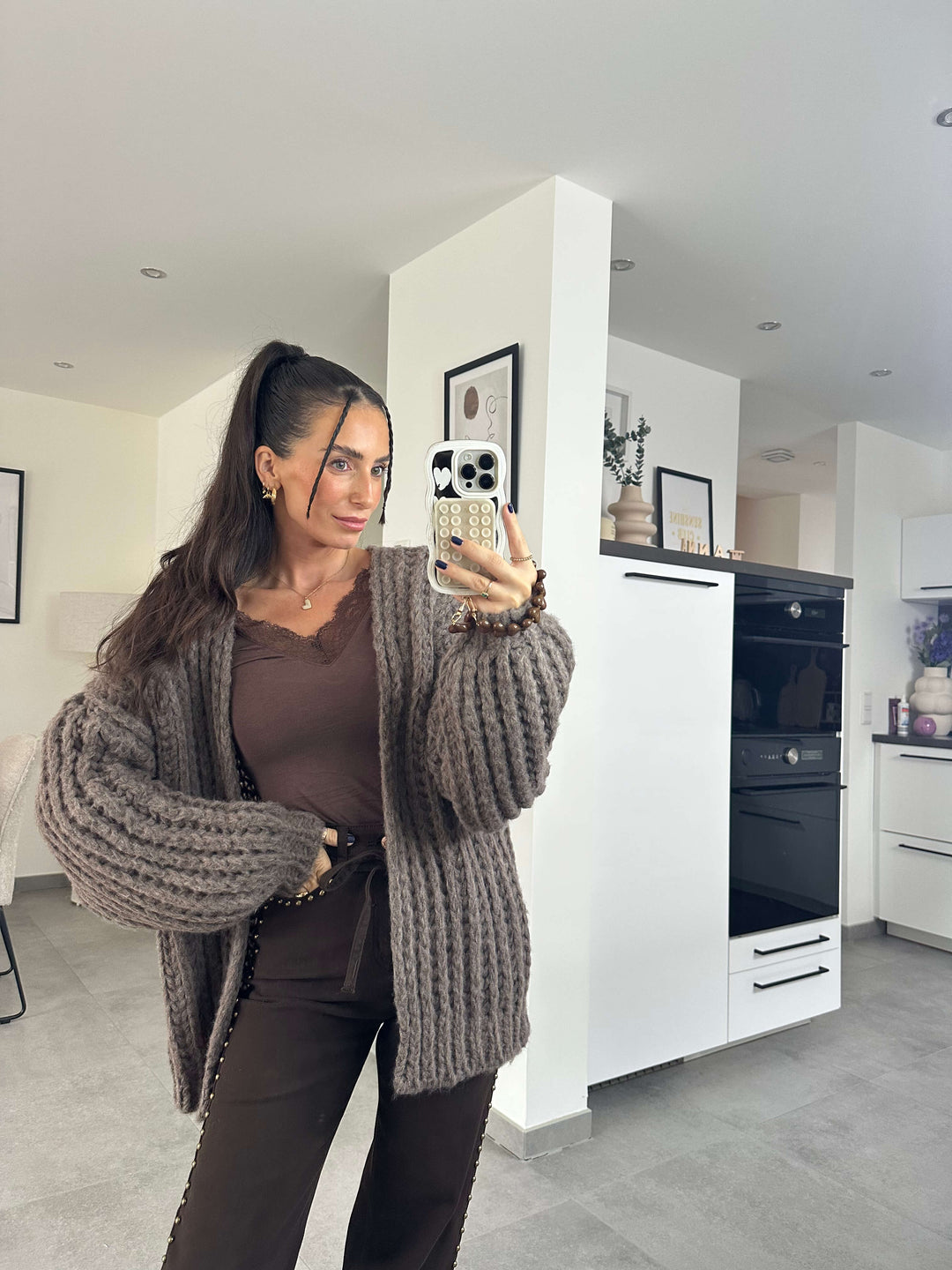 Strickcardigan in Braun – Grob gestrickt & gemütlich