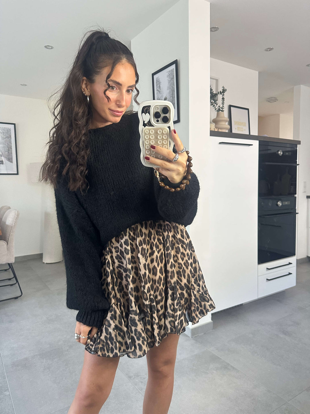 Rock „Leo-Print“ – Braun