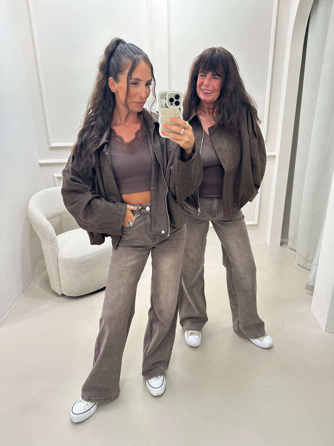 Wide Leg Jeans Taupe