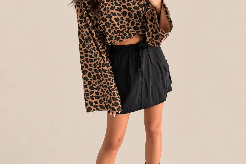 Donna in maglia a maniche lunghe leopardata color caffè | Lisa’s Boutique