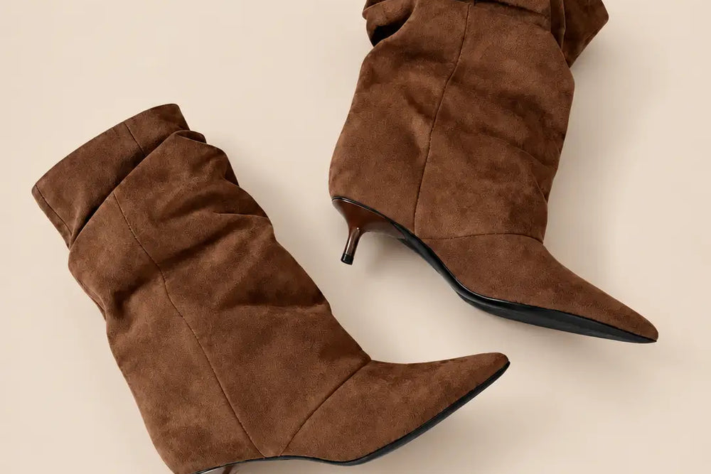 Stiefeletten in Wildlederoptik in Braun mit Absatz | Lisa’s Boutique