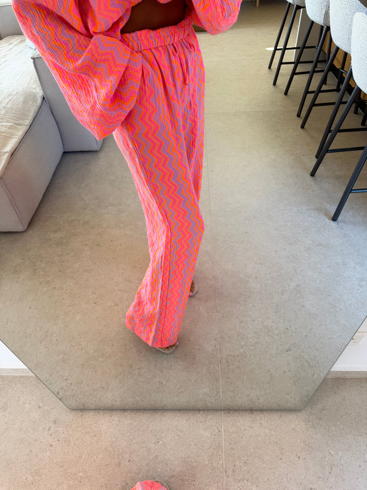 Musselin Hose – Apricot/Flieder