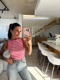 Geripptes Top mit Streifen – Pink/ Rosa