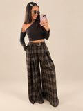 Checked Trousers – Brown