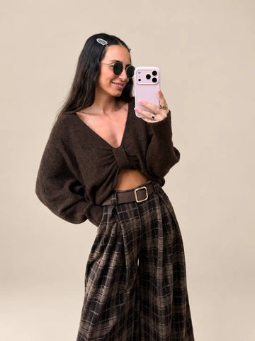 Bow Sweater – Brown, view 2 | Lisa’s Boutique