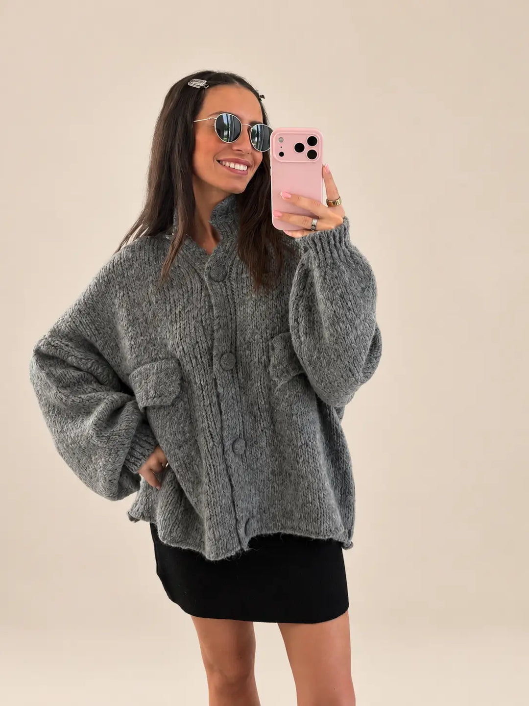 Cozy Cardigan – Grey, view 1 | Lisa’s Boutique