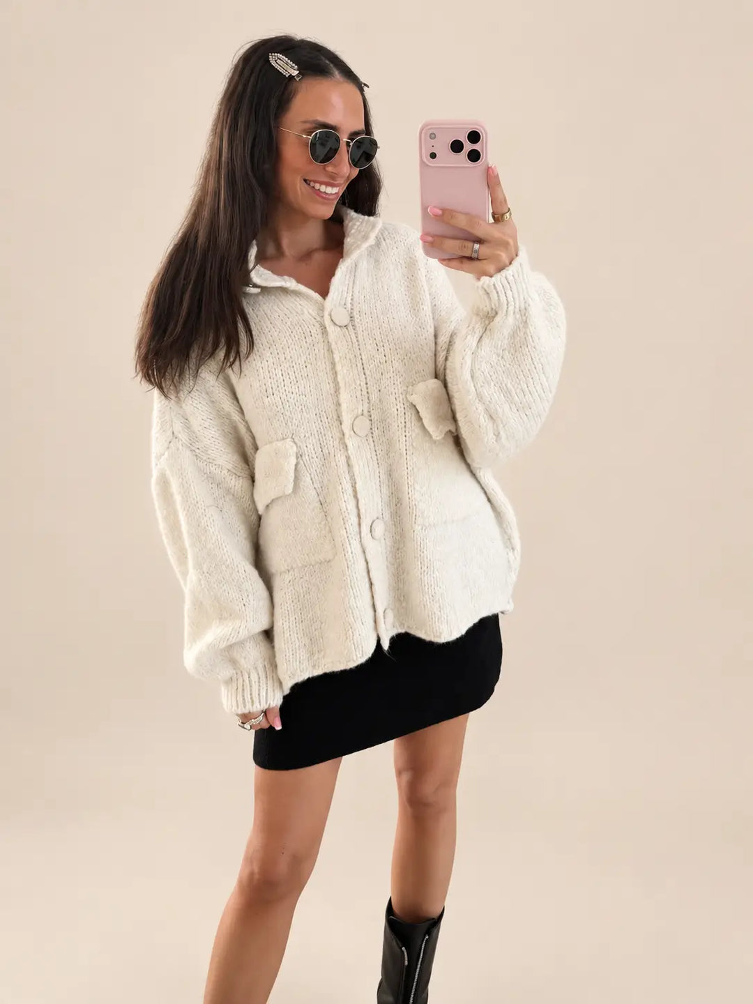 Cozy Cardigan – Cream, view 2 | Lisa’s Boutique