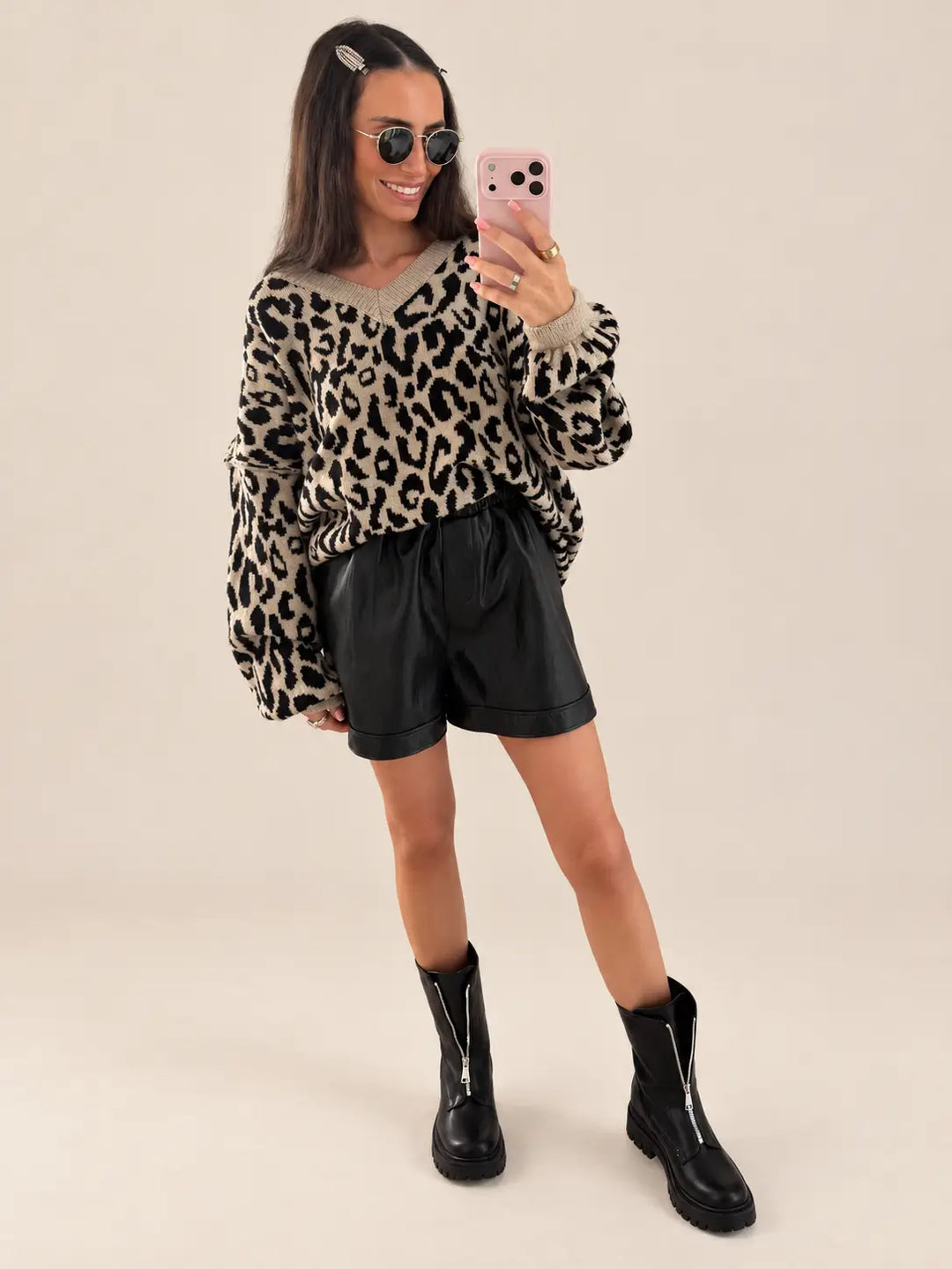 Faux Leather Shorts – Black, view 2 | Lisa’s Boutique