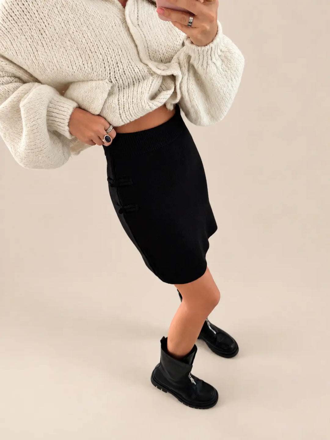 Gonna in maglia – Nera, vista 5 | Lisa’s Boutique