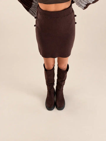 Mini Knitted Skirt – Brown