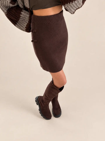 Mini Knitted Skirt – Brown