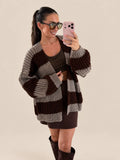 Striped Knitted Cardigan – Taupe/Brown