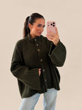 Maglione oversize a coste – Kaki