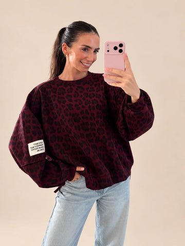 Felpa leopardata – Bordeaux