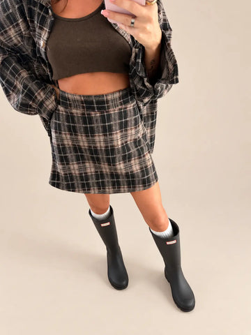 Plaid Skort – Brown/Beige
