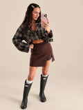 Jupe-short en maille – Marron