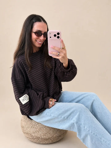 Sweatshirt gestreift – Braun
