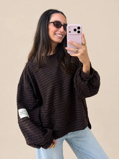 Sweatshirt gestreift – Braun