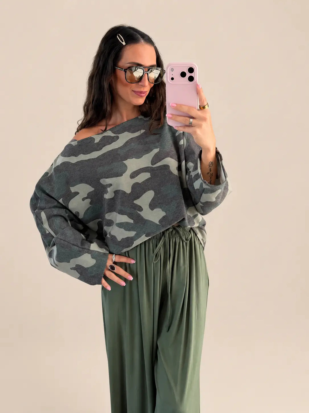 Camiseta murciélago de manga larga – Camuflaje