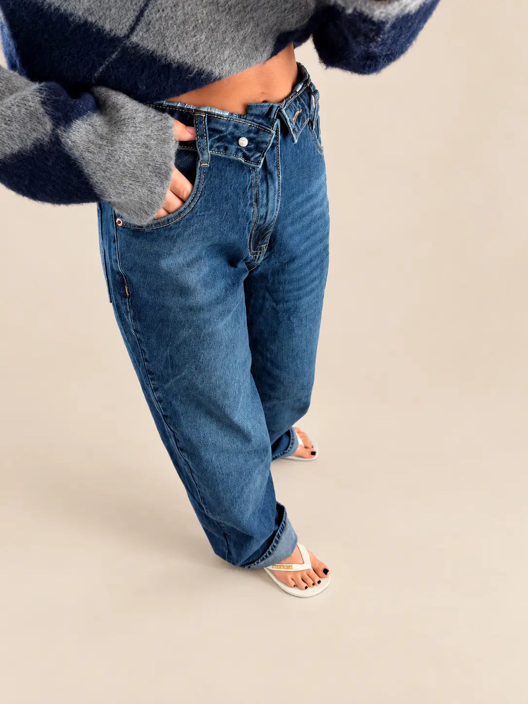 Balloon Straight Jeans – Blue