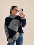 Argyle Knit Sweater – Grey