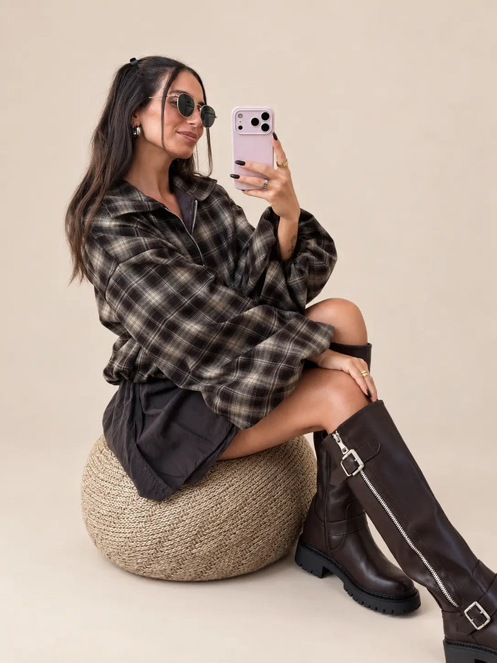 Checked Jacket – Brown