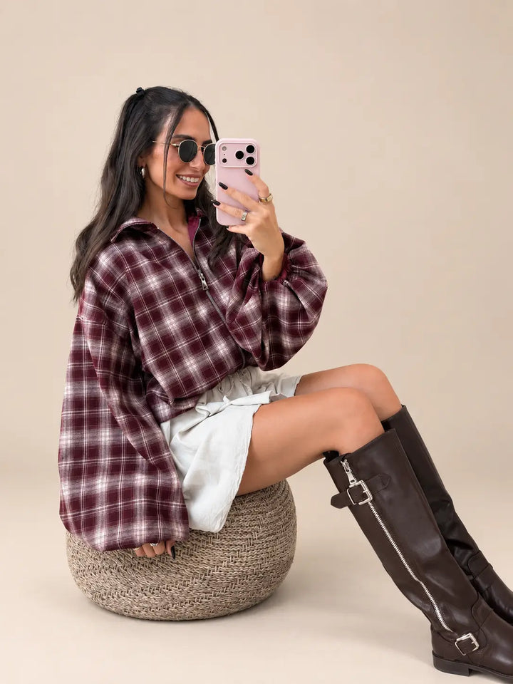 Checked Jacket – Bordeaux