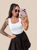 Top with Wavy Scoop Neckline – White