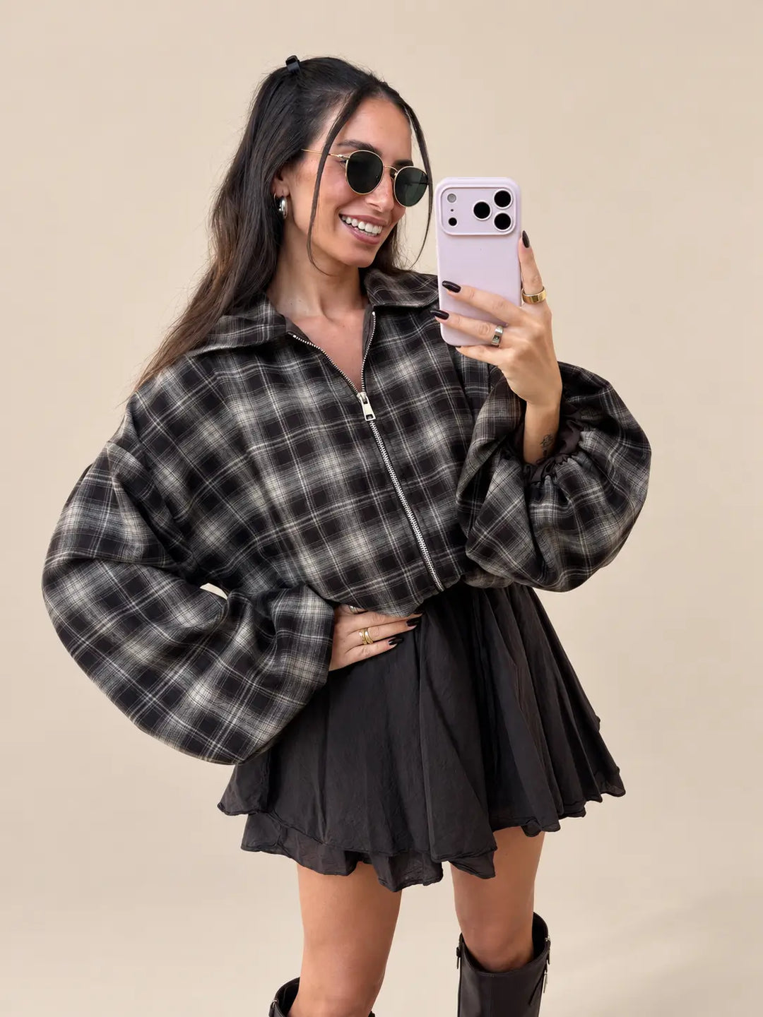 Checked Jacket – Brown