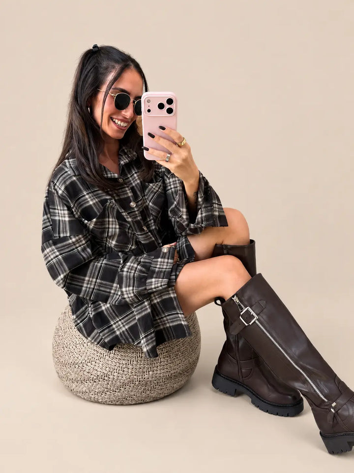 Checked Shirt – Brown