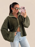 Gestreept Vest met Rits – Khaki