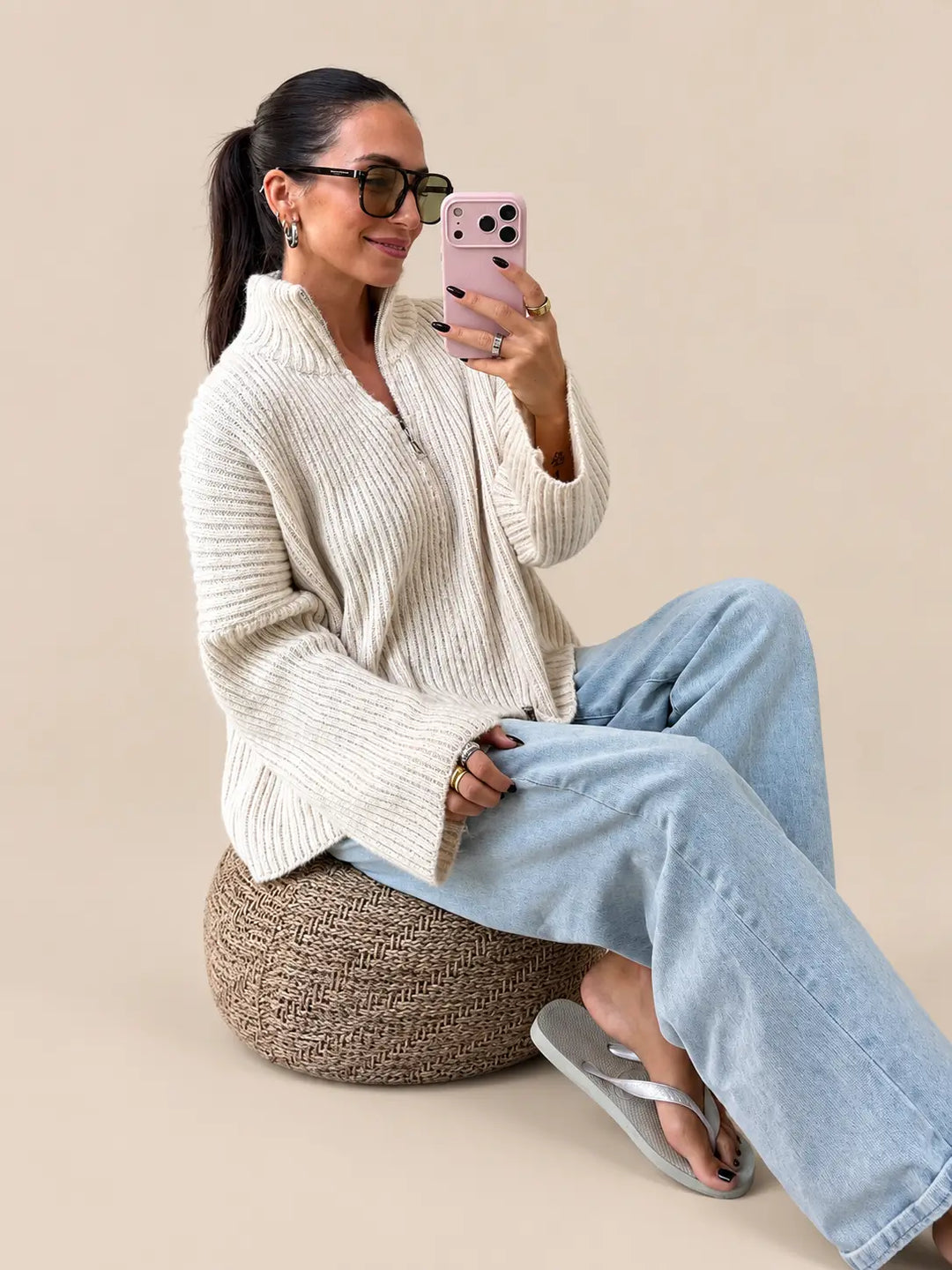 Oversized Vest – Crème