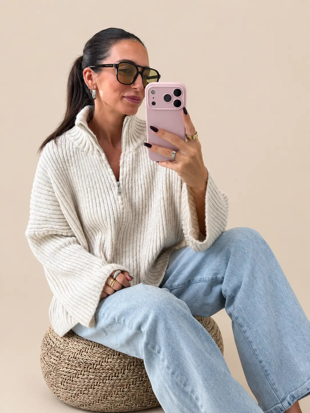 Oversized Vest – Crème