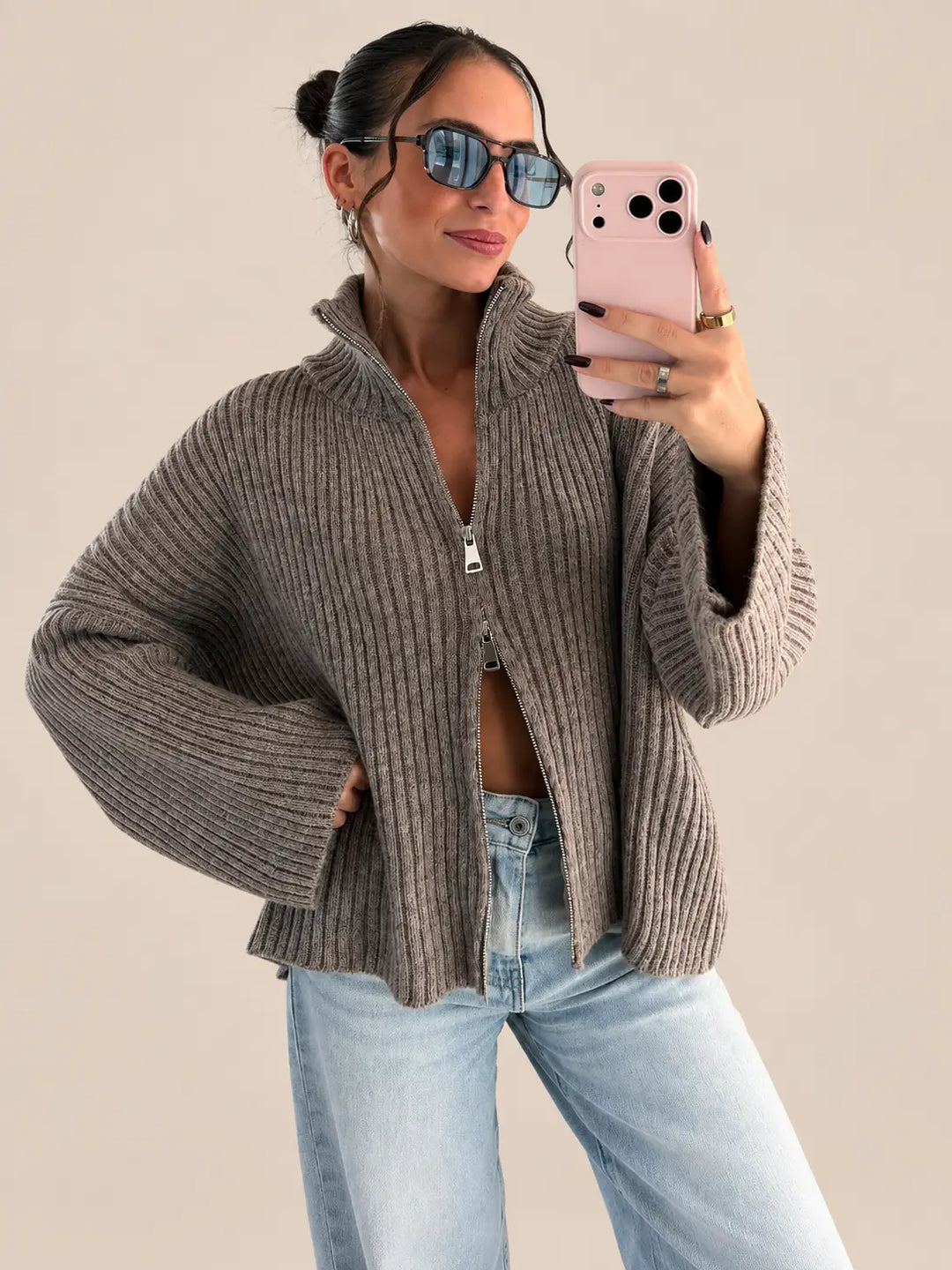 Oversized Cardigan – Taupe