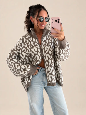 Oversize Leo Zipper – Taupe