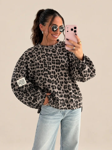 Leopard Sweatshirt – Grey