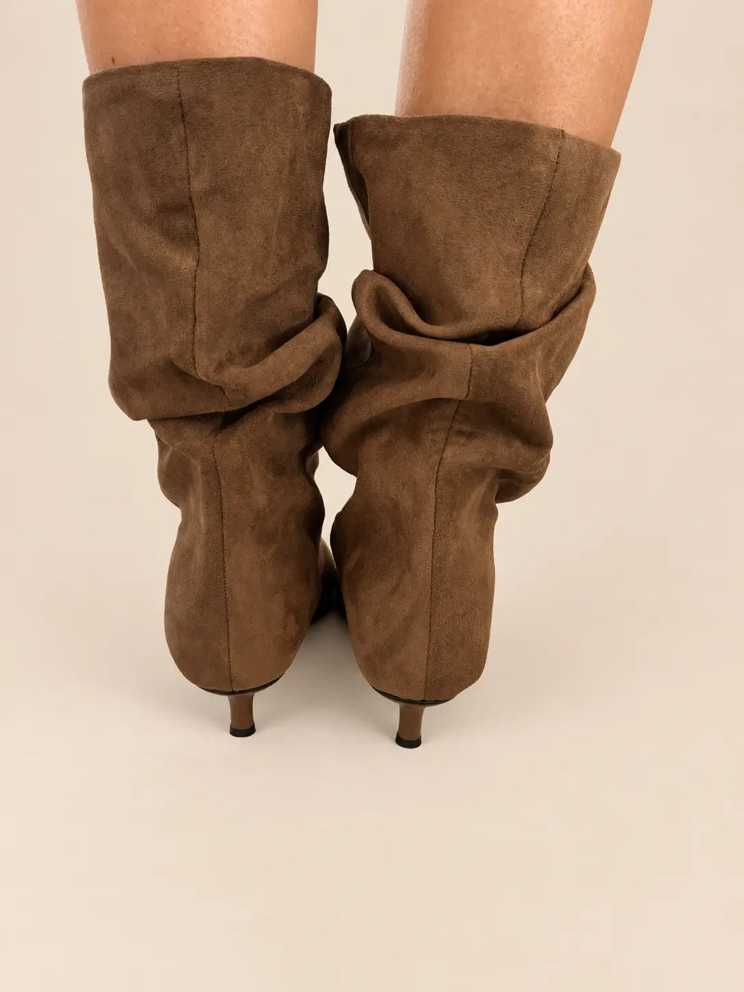 Brown suede-look ankle boots full view | Lisa’s Boutique