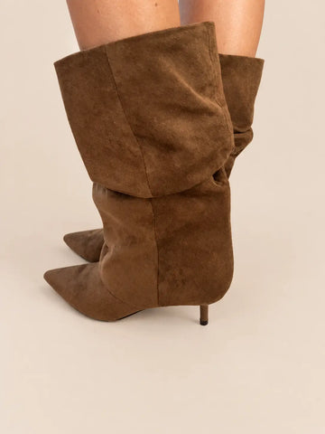 Brown suede-look ankle boots – another view | Lisa’s Boutique