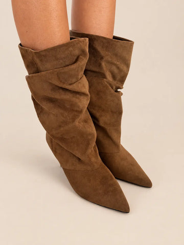 Brown suede-look ankle boots for women | Lisa’s Boutique