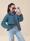 Knitted Zip Cardigan – Blue