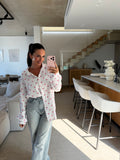 Musselin Bluse - Weiß mit Herzen