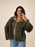 Zipper Cardigan Streifen – Khaki