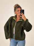 Zipper Cardigan Streifen – Khaki