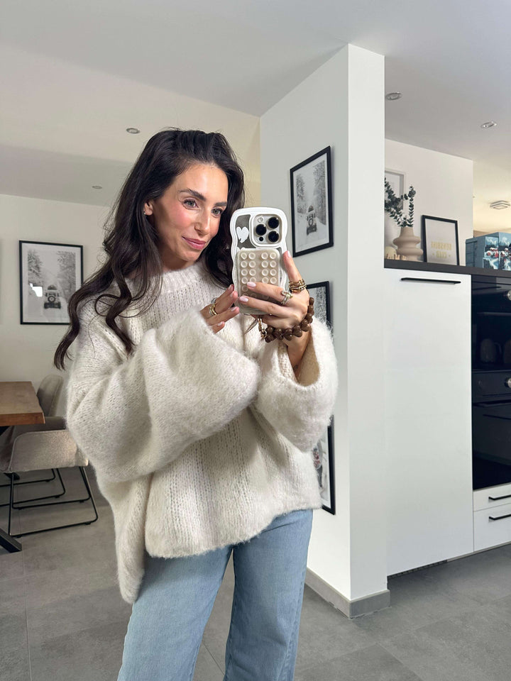 Cozy-Strickpillover in Creme