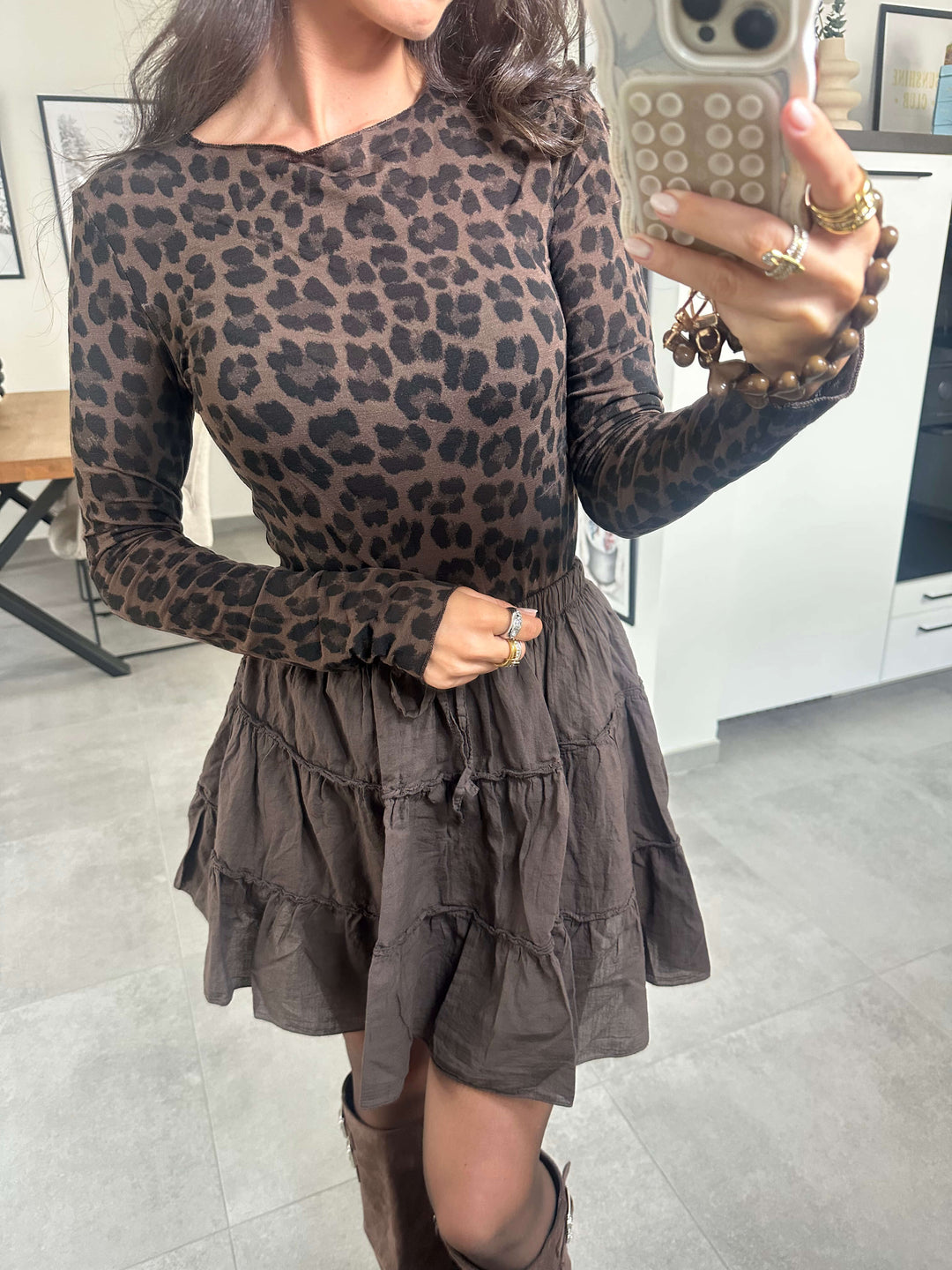 Leopard Longsleeve - Dunkel